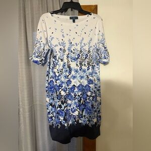 Karen Scott Blue and White Floral Midi Dress women